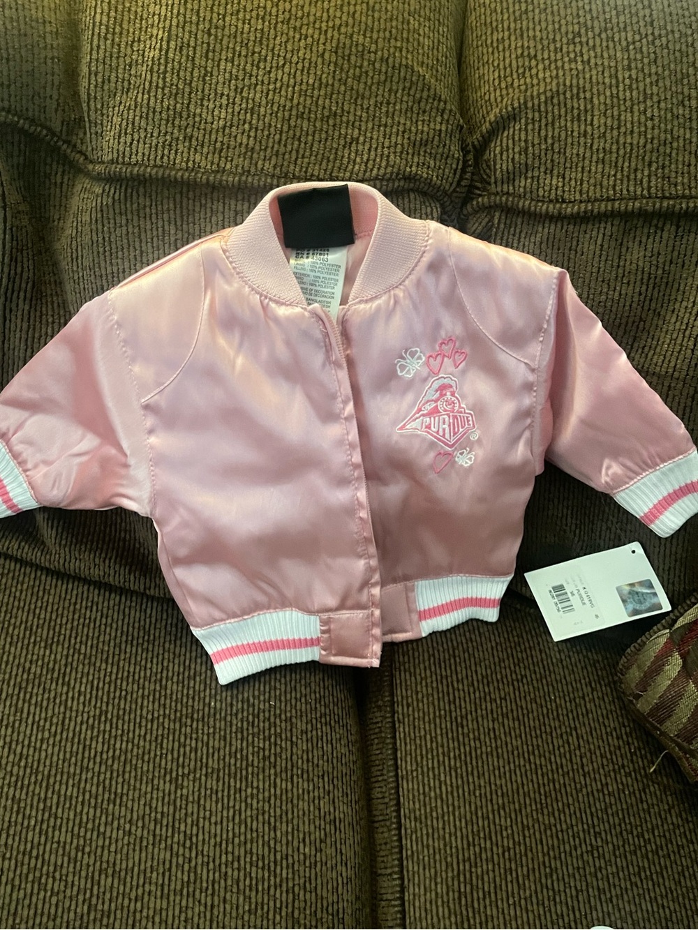 Girls' Pink Satin Bomber Jacket